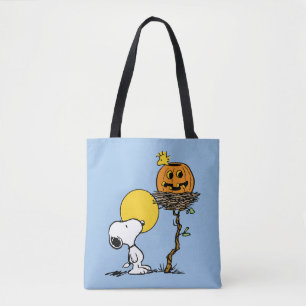 Tote Bag Snoopy & Bois Nid Avec Jack O'Lantern