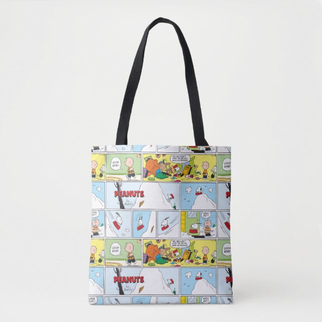 Tote Bag Snoopy Sled Riding Food Dish (Devant)