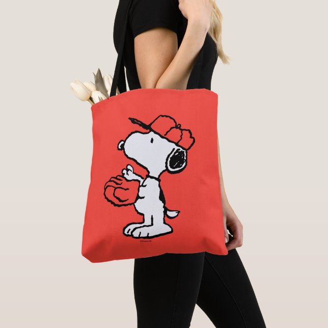 Tote Bag Snoopy Varsity Sports Baseball (De près)