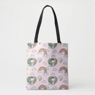 Tote Bag Snoopy & Woodstock Rainbow Heart Motif