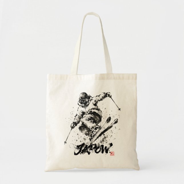 Tote Bag Snowboard Brush Art - Skier Light (Devant)