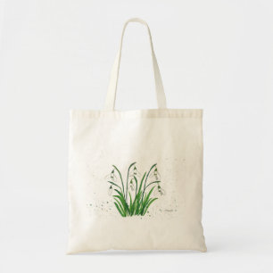 Tote Bag Snowdrops blanc ressort floral rustique aquarelle