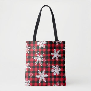 Tote Bag Snowflakes & Buffalo Plaid : Charme hivernal