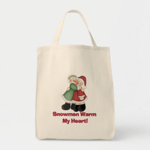 Tote Bag Snowmen réchauffe mes T-shirts et cadeaux de coeur