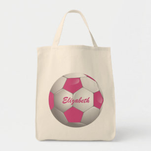 Tote Bag Soccer Ball Pink and White