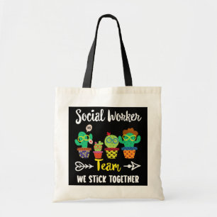 Tote Bag Social worker Team Funny Cactus Crew Social