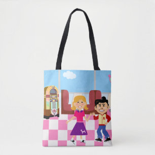 Tote Bag Sock Hop Diner Love Retro Design de dessin animé
