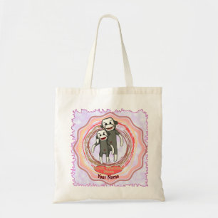 Tote Bag Sock Monkey Maman nom personnalisé