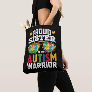 Tote Bag Sœur fière d'une famille de guerriers contre l'aut