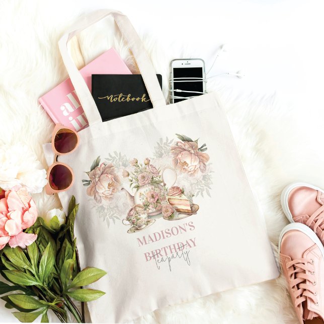 Tote Bag Soirée de thé élégante d'anniversaire personnalisé (Créateur téléchargé)