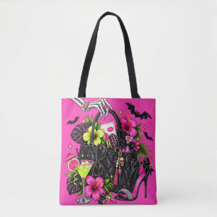 Tote Bag Soirée d'Halloween entre filles   Fête de squelett