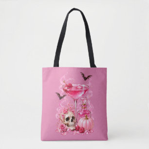 Tote Bag Soirée d'Halloween rose entre filles   Fête de coc
