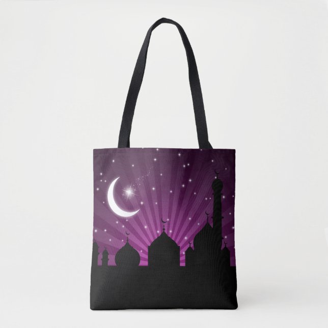 Tote Bag Soirée Mosquée Silhouette Violet (Devant)