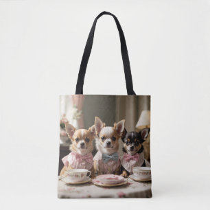 Tote Bag Soirée Tea Party de Cute Girly Chihuahua