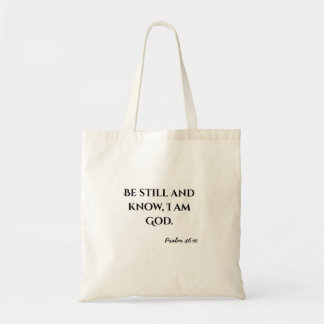 Tote Bag Sois calme typographie chrétienne verset biblique