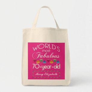 Tote Bag soixante-dixième Anniversaire la plupart de rose
