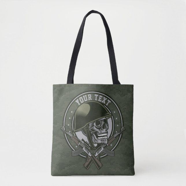 Tote Bag Soldat de Camo militaire personnalisé : crâne et a (Devant)
