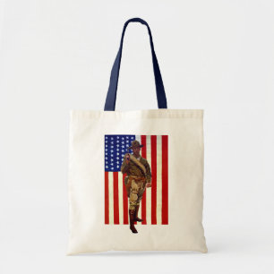 Tote Bag Soldat patriotique vintage avec drapeau américain