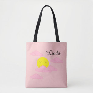Tote Bag Soleil dans un ciel brumeux : rose clair 