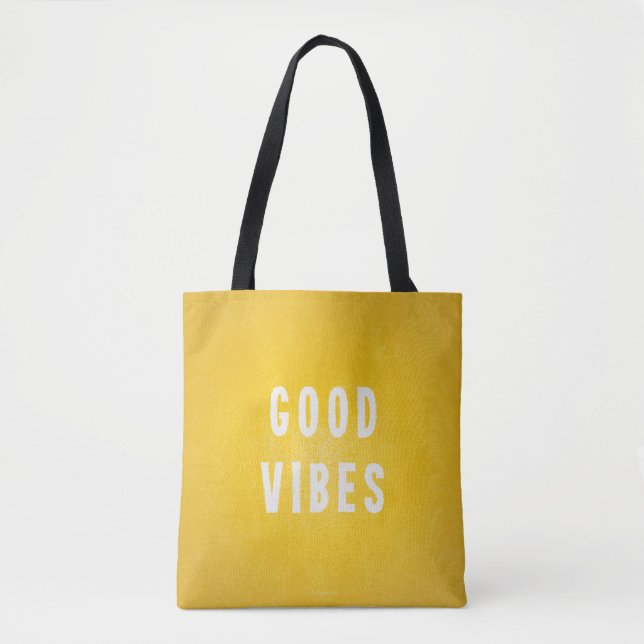 Tote Bag Soleil Jaune et Blanc Good Vibes Vacances / Plage (Devant)