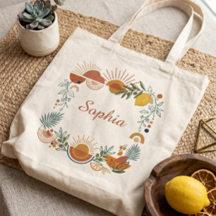 Tote Bag Soleil méditerranéen et terrracotta personnalisée 