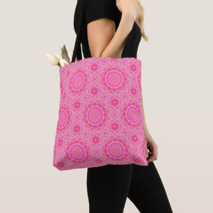Tote Bag Soleil rose et étoiles petite fille motif en mosaï