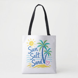 Tote Bag Soleil Sel Sable – Palmier de Plage Tropical Été