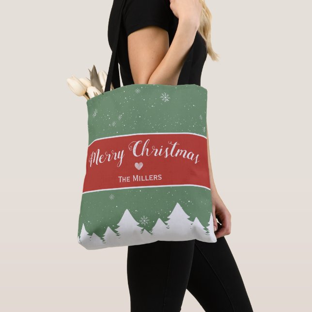 Tote Bag Solive Merry Christma Last Nom Snowflake (De près)