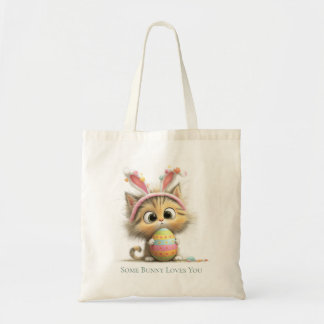 Tote Bag Some Bunny Loves You Cute Easter Cat 
