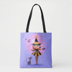 Tote Bag Sorcière à cheveux rouge magique Halloween