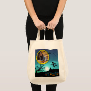 Tote Bag Sorcière d'Halloween, Jack o'Lanterns, Cadre photo