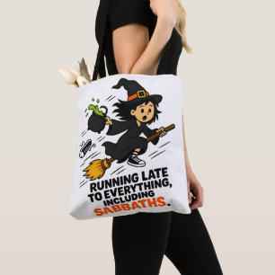 Tote Bag Sorcière drôle avec TDAH en retard pour Halloween 