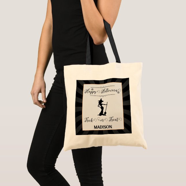 Tote Bag Sorcière noire Starburst Halloween Trick ou traite (Devant (produit))
