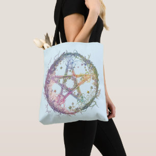 Tote Bag Sorcière Pentagramme Pastel Païenne Wiccan Hallowe