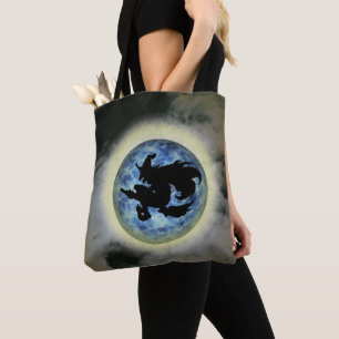 Tote Bag Sorcière sur Pleine lune Broomstick