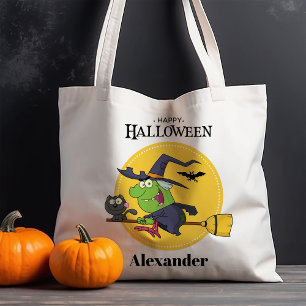 Tote Bag Sorcière Volante Balai Personnalisé Halloween