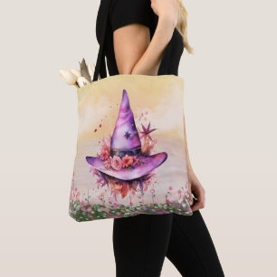 Tote Bag Sorcières violettes Casquette Fleurs Abstraites Ha