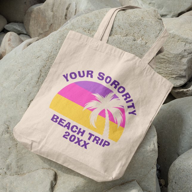 Tote Bag Sorority Beach Trip Pink Palm Tree Tropical (Créateur téléchargé)