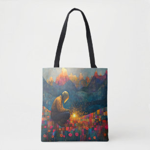 Tote Bag Soudage - Paysage de montagne avec étincelles