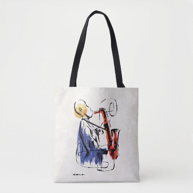 Tote Bag Soul| Art éditorial du joueur saxophone (Devant)