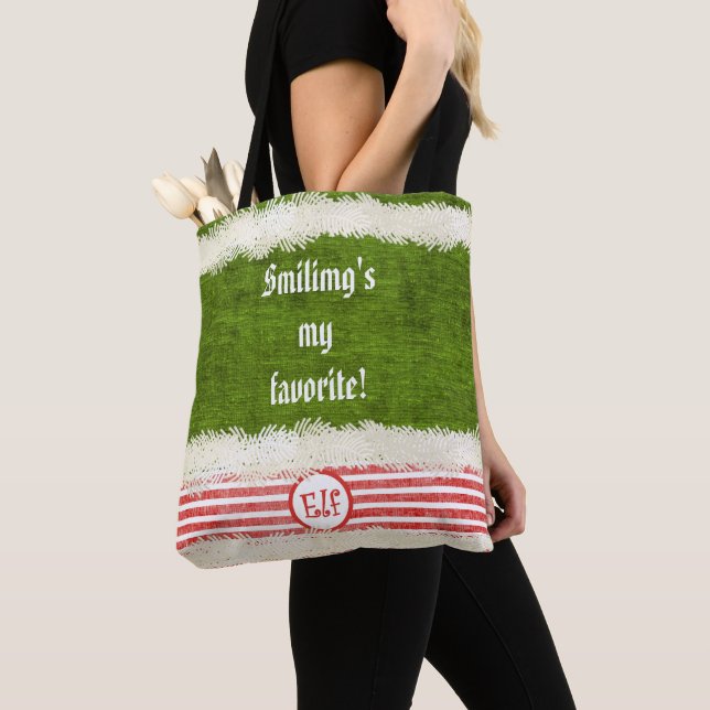 Tote Bag "Souriant ma" citation préférée d'Elf de Noël (De près)
