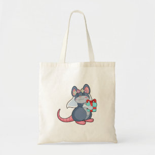 Tote Bag Souris comme mariée avec voile et cadeau.PNG