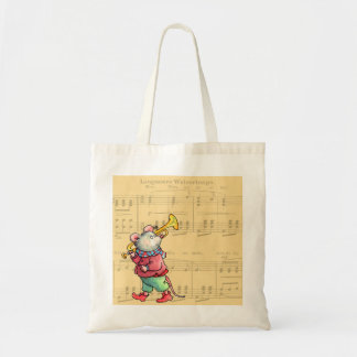 Tote Bag Souris de trompette sur la musique de feuille -