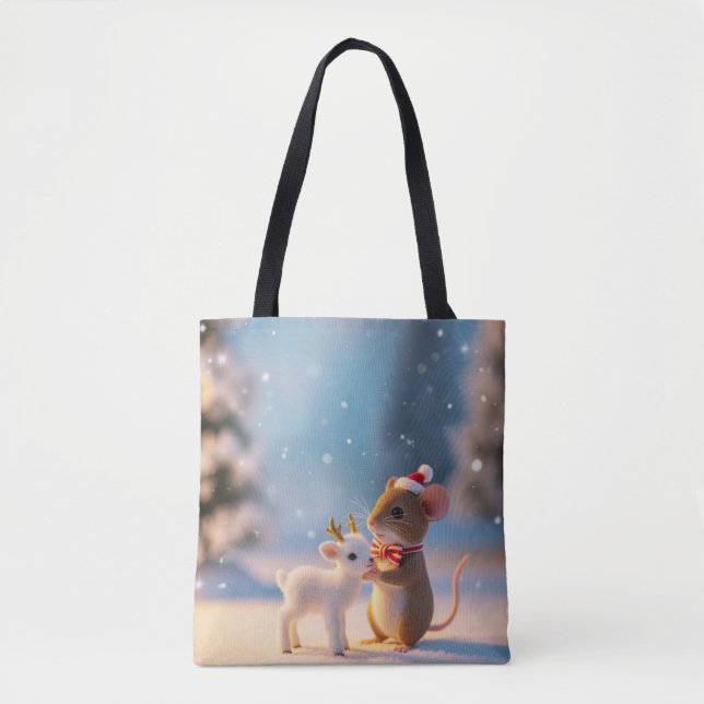 Tote Bag Souris et agneau de Noël (Devant)