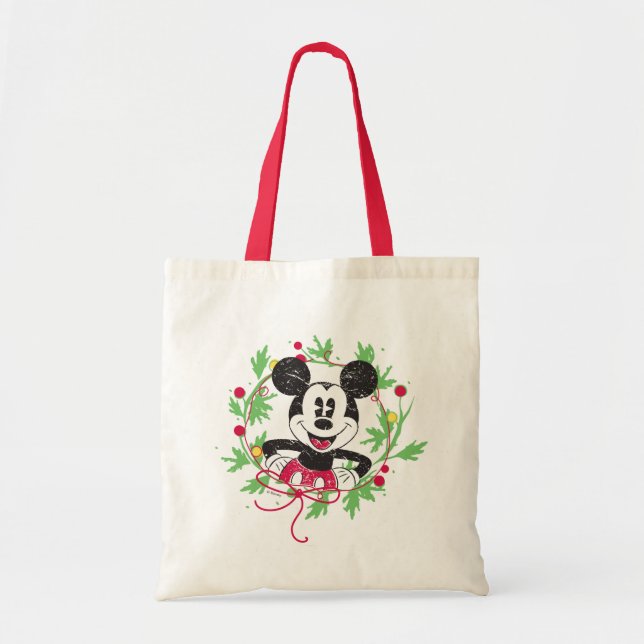 Tote Bag Souris Mickey vintage | Christmas Wreath (Devant)