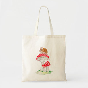 Tote Bag Souris mignonne à la mouche aquarelle agarique