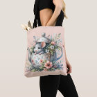 Souris mignonne en théière florale Illustration