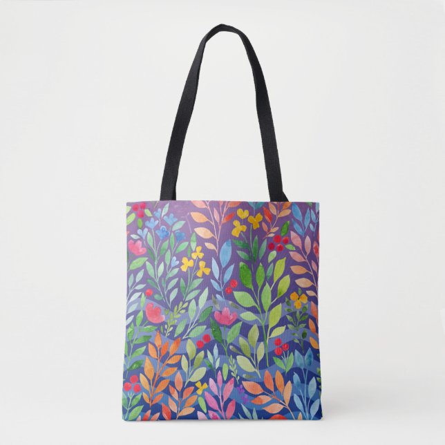 Tote Bag Sous l'aquarelle de la mer Florale pourpre (Devant)