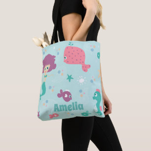 Tote Bag Sous le Motif de sirène de mer Personnalisé