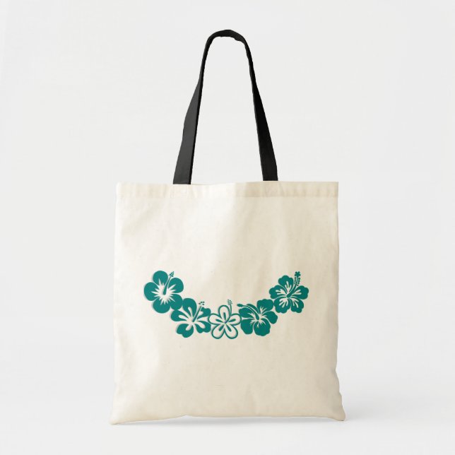 Tote Bag Souvenirs turquoises de Lei Hawaï de ketmie (Devant)